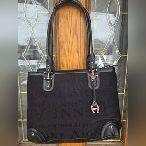 Etienne Aigner Black Logo Tote Bag